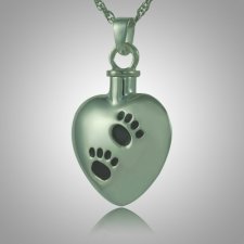 Black Pet Paw Print Heart Cremation Jewelry III